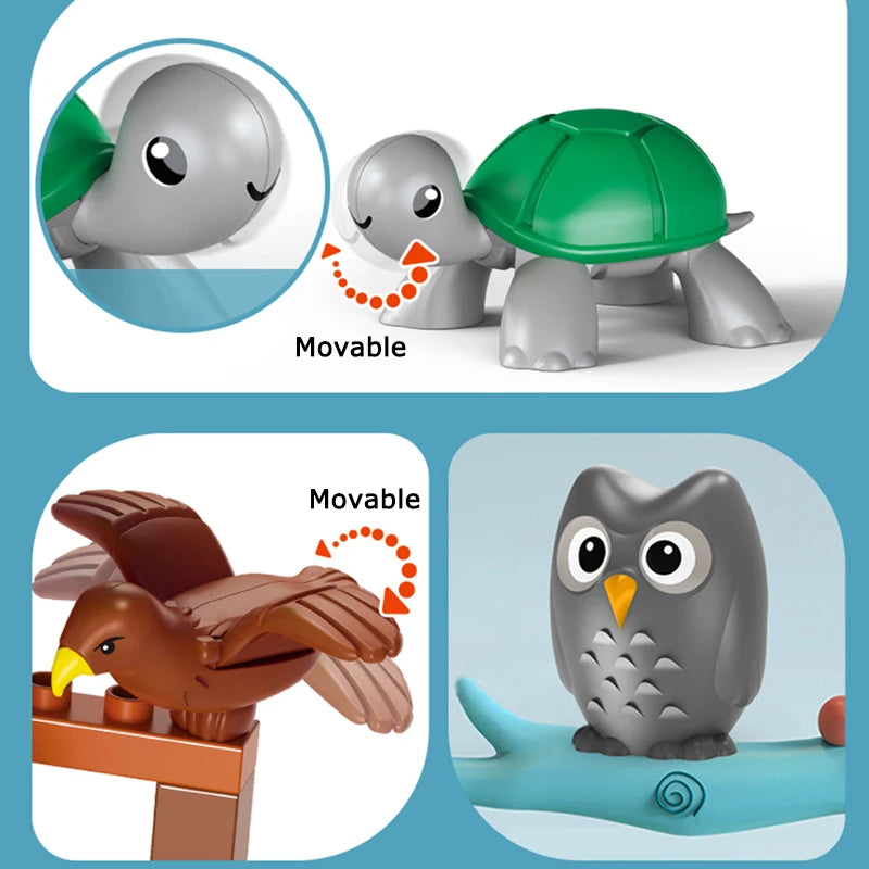 8pcs/7pcs/6pcs Animal Building Blocks Set Educational Creative Construction Toys Animal Design Toys Large Animal Blocks Kid Gift