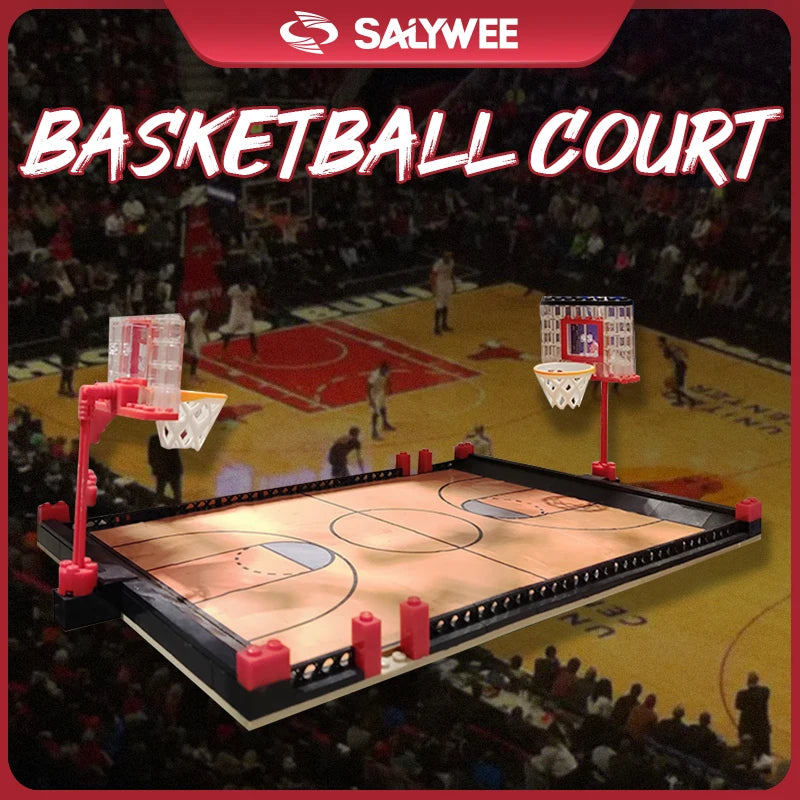 SALYWEE Sporting Style Building Blocks, Fan Toys Gifts, Soccer Field & Beach Volleyball & Basketball Court, DIY Scene Models