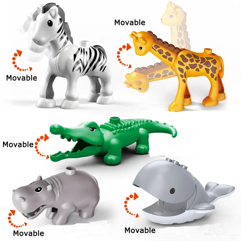 8pcs/7pcs/6pcs Animal Building Blocks Set Educational Creative Construction Toys Animal Design Toys Large Animal Blocks Kid Gift